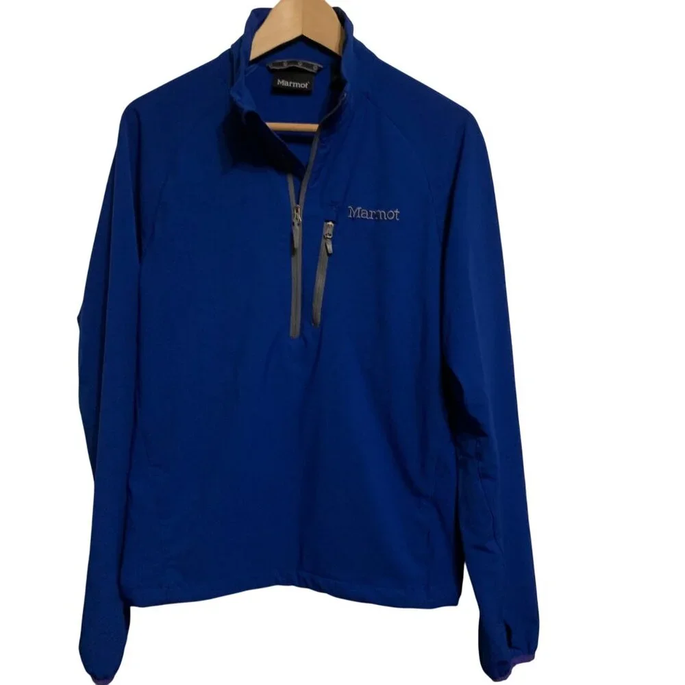 Marmot Women's Blue 1/4 Zip Pullover Jacket, Chest Pocket, Long Sleeves, Size SP
